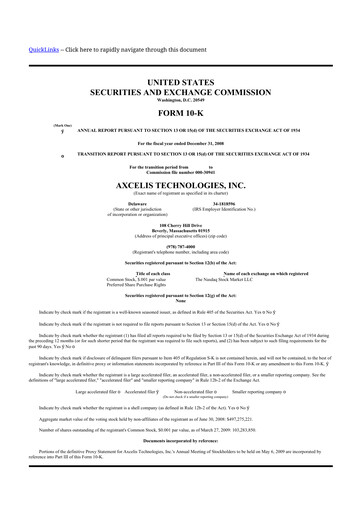 Thumbnail Axcelis Technologies
 10-K Annual Report 