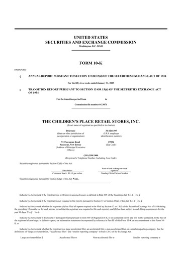 Thumbnail The Children's Place
 10-K Annual Report 