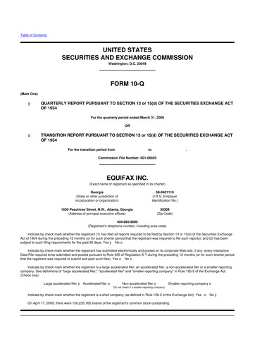 Vorschaubild Equifax 10-Q Quartalsbericht  
