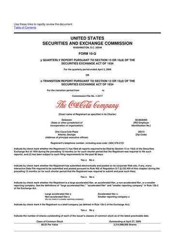 Vorschaubild Coca-Cola 10-Q Quartalsbericht  