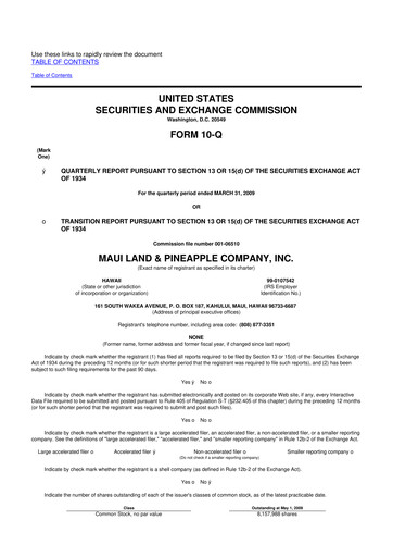 Vorschaubild Maui Land & Pineapple Company 10-Q Quartalsbericht  