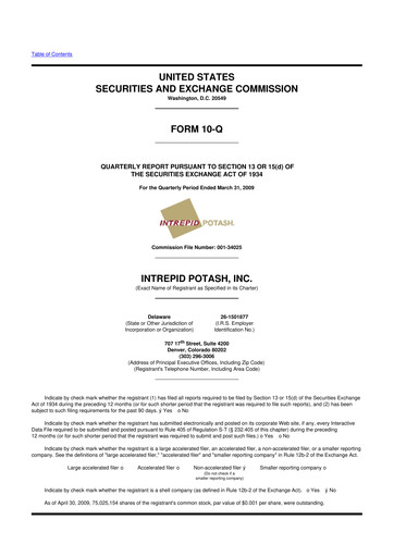 Thumbnail Intrepid Potash
 10-Q Quarterly Report FY 