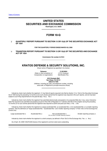 Thumbnail Kratos Defense & Security Solutions 10-Q Quarterly Report FY 