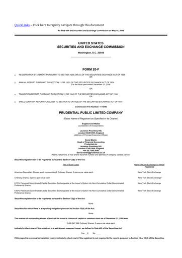 Thumbnail Prudential 20-F Annual Report 