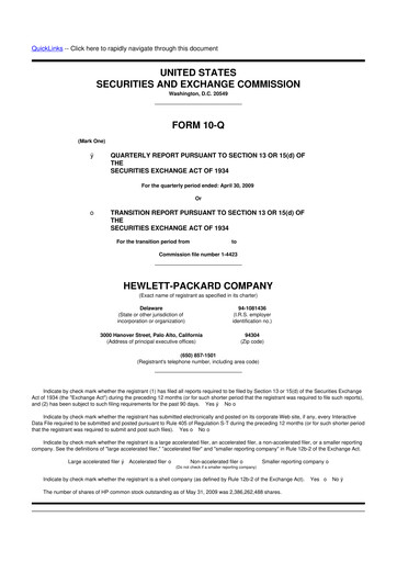 Miniature HP 10-Q Rapport trimestriel  