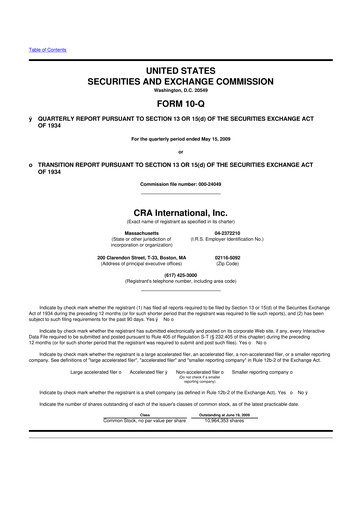 Vorschaubild CRA International
 10-Q Quartalsbericht  