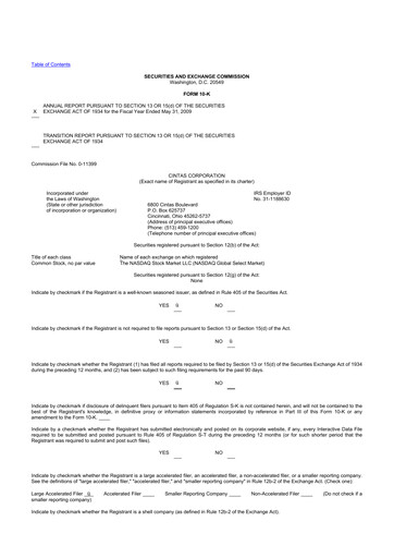 Thumbnail Cintas 10-K Annual Report 