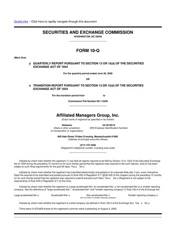 Miniature Affiliated Managers Group 10-Q Rapport trimestriel  