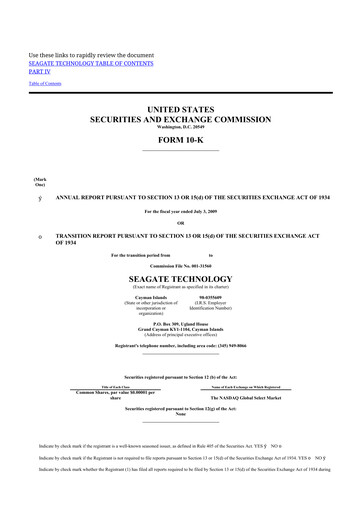 Thumbnail Seagate Technology 10-K Annual Report 