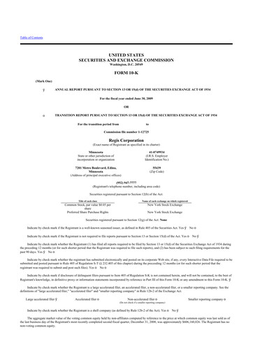 Thumbnail Regis Corporation
 10-K Annual Report 