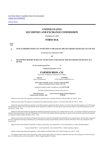 Thumbnail Farmer Brothers
 10-K Annual Report 