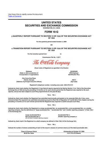 Vorschaubild Coca-Cola 10-Q Quartalsbericht  