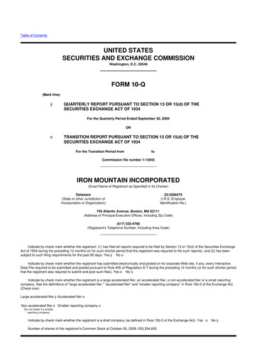 Thumbnail Iron Mountain 10-Q Quarterly Report FY 