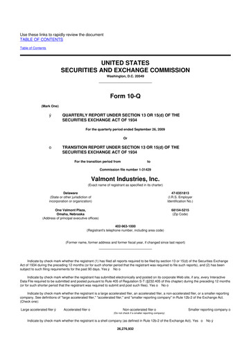 Thumbnail Valmont Industries
 10-Q Quarterly Report FY 