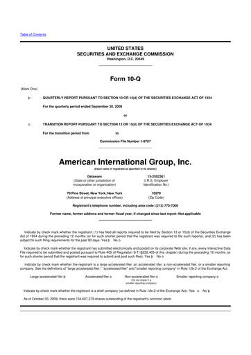 Miniature American International Group 10-Q Rapport trimestriel  