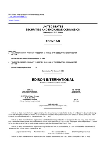 Thumbnail Edison International
 10-Q Quarterly Report FY 