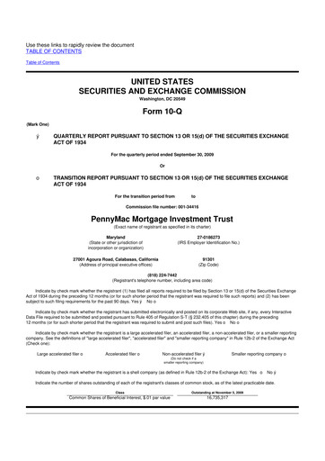 Thumbnail PennyMac Mortgage Investment Trust 10-Q Quarterly Report FY 