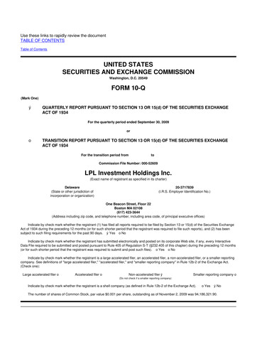 Vorschaubild LPL Financial
 10-Q Quartalsbericht  