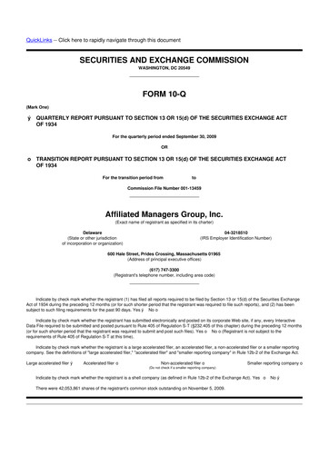 Miniature Affiliated Managers Group 10-Q Rapport trimestriel  