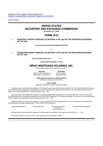 Thumbnail Impac Mortgage Holdings 10-Q Quarterly Report FY 
