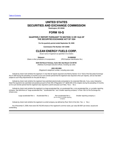 Thumbnail Clean Energy Fuels 10-Q Quarterly Report FY 