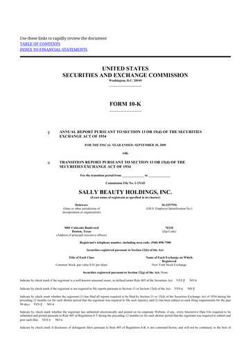 Thumbnail Sally Beauty Holdings 10-K Annual Report 
