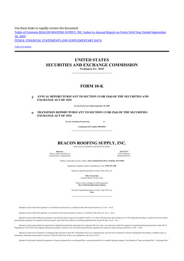 Miniature Beacon Roofing Supply 10-K Rapport annuel 