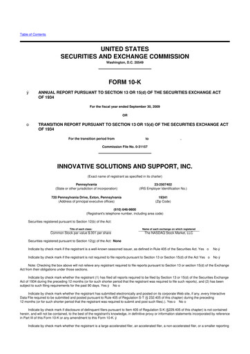 Thumbnail Innovative Solutions and Support 10-K Annual Report 