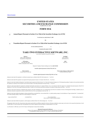 Thumbnail Take-Two Interactive
 10-K Annual Report 