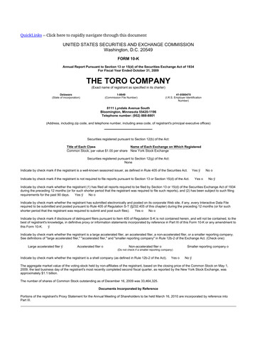 Thumbnail The Toro Company
 10-K Annual Report 