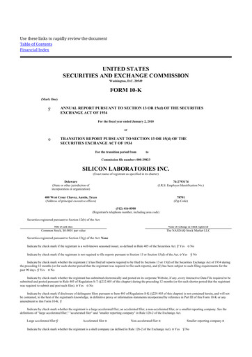 Thumbnail Silicon Labs
 10-K Annual Report 