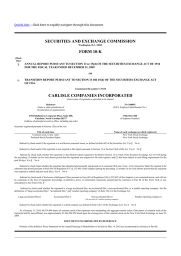 Thumbnail Carlisle Companies
 10-K Annual Report 