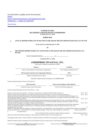 Thumbnail Ameriprise Financial
 10-K Annual Report 