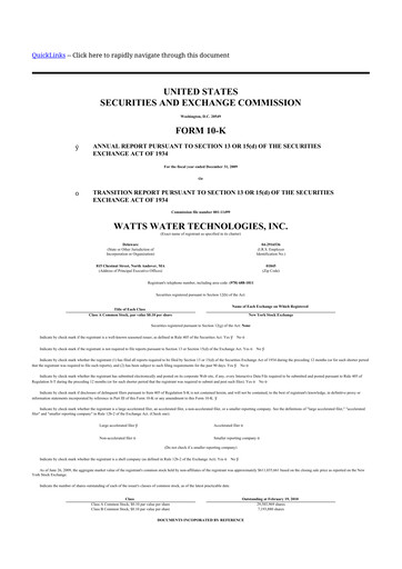 Thumbnail Watts Water Technologies
 10-K Annual Report 