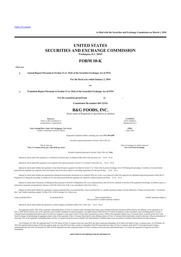 Thumbnail B&G Foods

 10-K Annual Report 