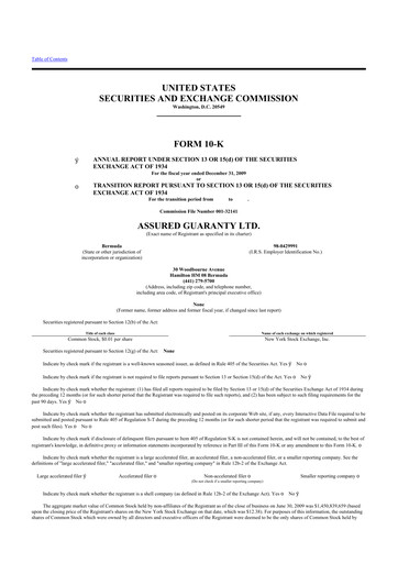 Thumbnail Assured Guaranty 10-K Annual Report 