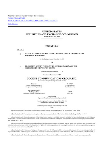 Thumbnail Cogent Communications
 10-K Annual Report 