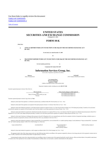 Thumbnail Information Services Group 10-K Annual Report 