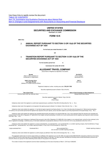 Thumbnail Allegiant Travel Company 10-K Annual Report 