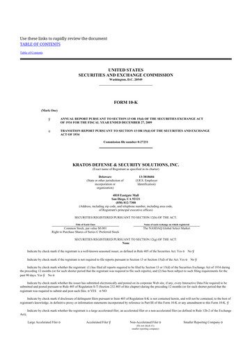 Thumbnail Kratos Defense & Security Solutions 10-K Annual Report 