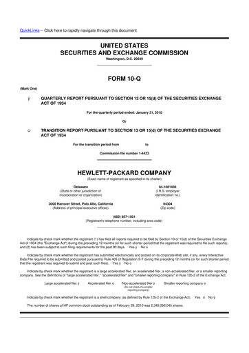Miniature HP 10-Q Rapport trimestriel  