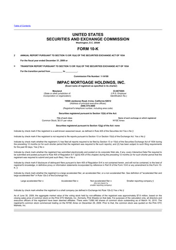 Thumbnail Impac Mortgage Holdings 10-K Annual Report 