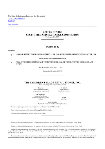 Thumbnail The Children's Place
 10-K Annual Report 