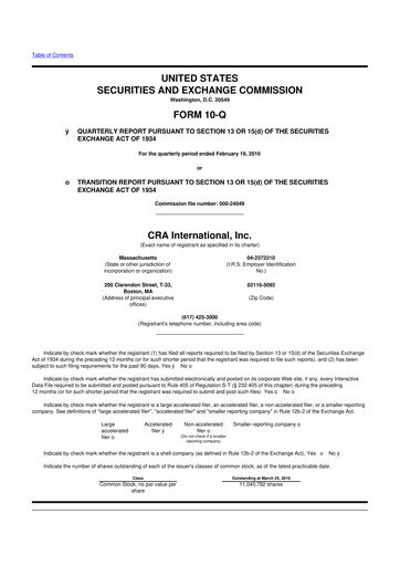 Vorschaubild CRA International
 10-Q Quartalsbericht  