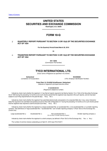 Miniature Johnson Controls
 10-Q Rapport trimestriel 2010 