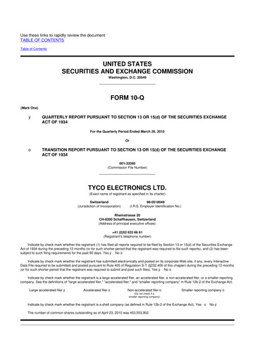 Thumbnail TE Connectivity
 10-Q Quarterly Report FY2010 