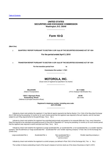 Thumbnail Motorola Solutions
 10-Q Quarterly Report FY2010 