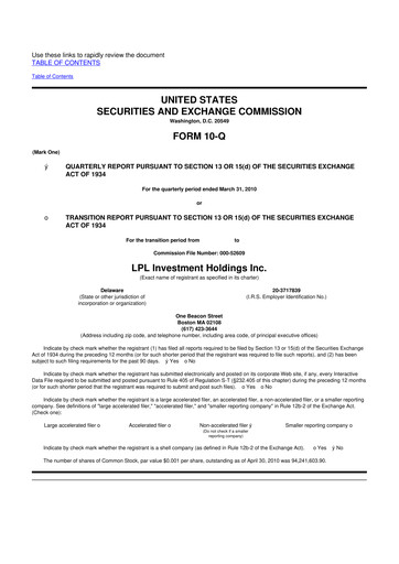 Vorschaubild LPL Financial
 10-Q Quartalsbericht  