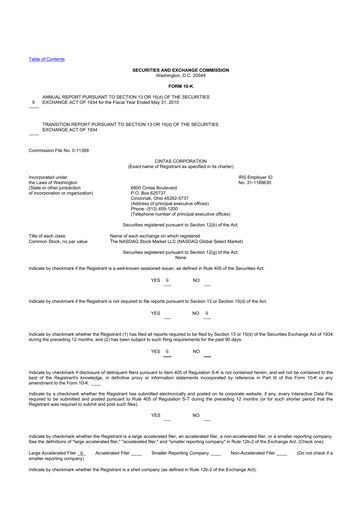 Thumbnail Cintas 10-K Annual Report 