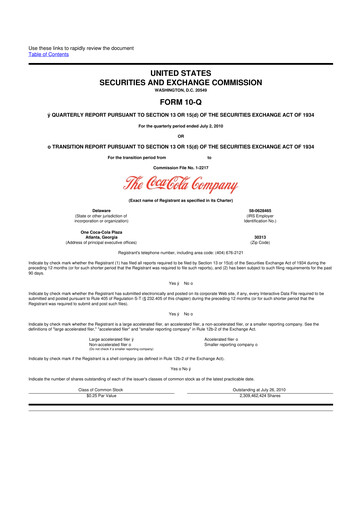 Vorschaubild Coca-Cola 10-Q Quartalsbericht 2010 